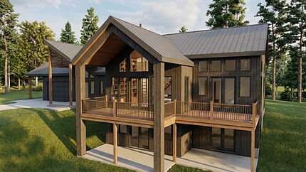 View of the rear of a custom home designed by architect James Knight. Lookout Trail - Talking Rock, GA 