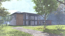 Architectural artistic sketch of a contemporary custom modern home built in Atlanta, GA. Architect James Knight of Reynard Custom Homes.