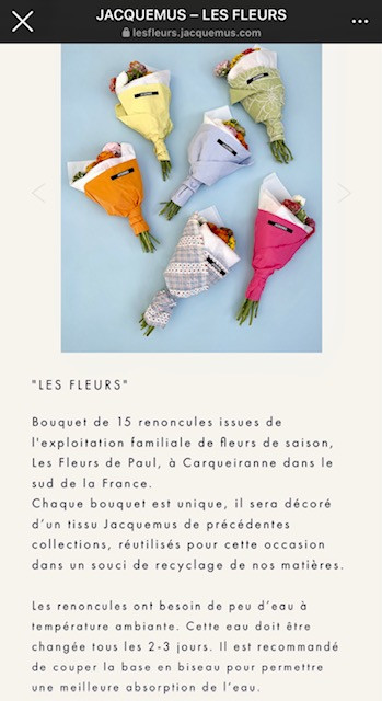 Promotion de l’Événement « Les Fleurs » sur l’Instagram de Jacquemus