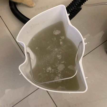 深灰色貓抓布沙發清洗中抽出的深色髒水