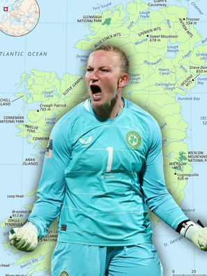 The Irish women pushing football forward.