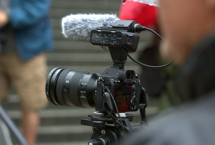 a camera with a microphone attached to i