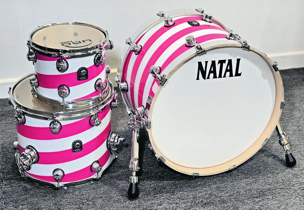 Custom Pink & White Barbershop Swirl Drum Wrap