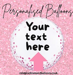Personalised Art Deco Clear 18" Balloon for ordering messages to be Personalised on the Balloons from Loch Lomond Balloons Company in Glasgow,UK. Call 01389 499 374