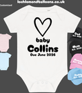 pregnancy announcement onesie and personalised delivered UK wide
