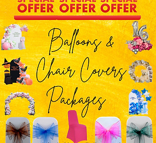 Balloons and Chair Cover Packages available from Loch Loch Lomond Balloons with a range of the balloon products and services on the image