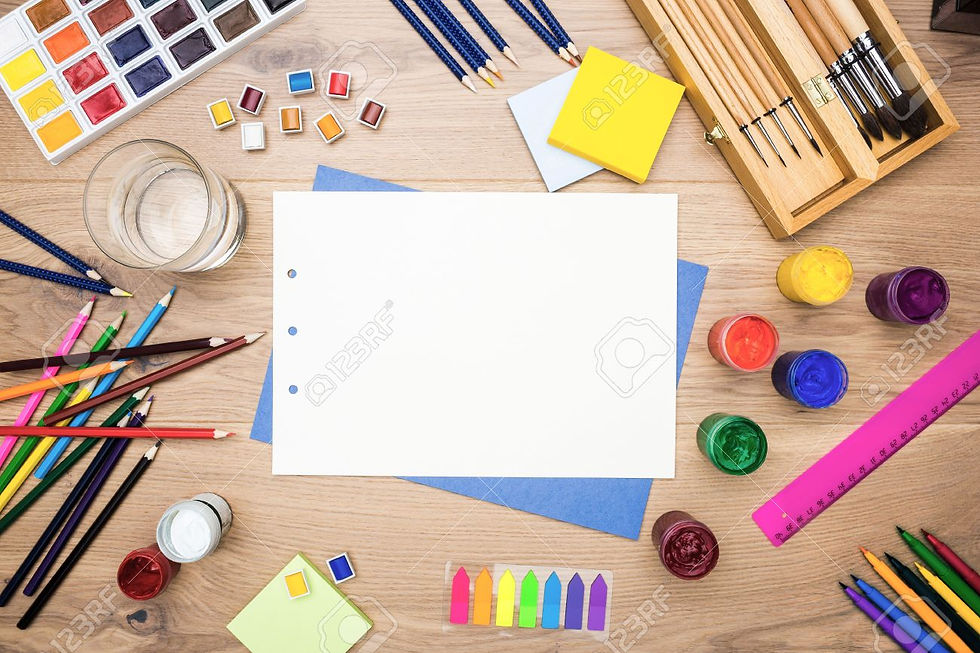 57789666-top-view-of-wooden-tabletop-with-various-drawing-tools-glass-of-water-and-white-p