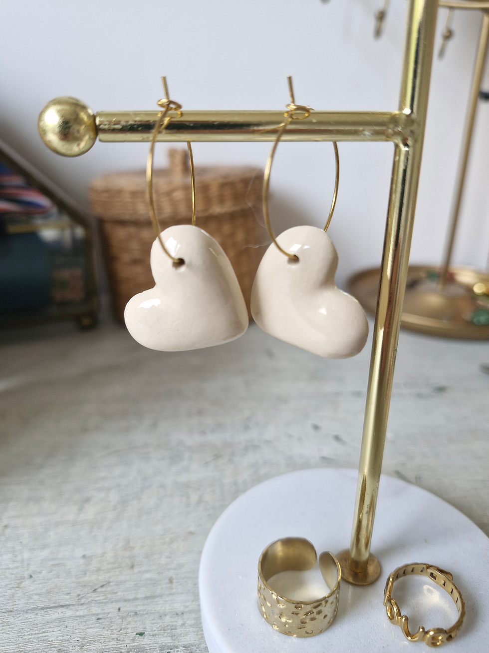 Miniature : Boucles d'oreilles Coeur Beige