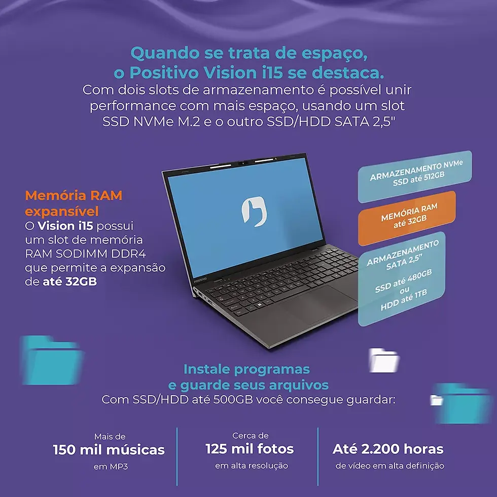 Miniatura: Notebook Positivo Vision I15 Lumina Bar, Core I3, 11th, 8gb 512gb Ssd, Tela 15 P