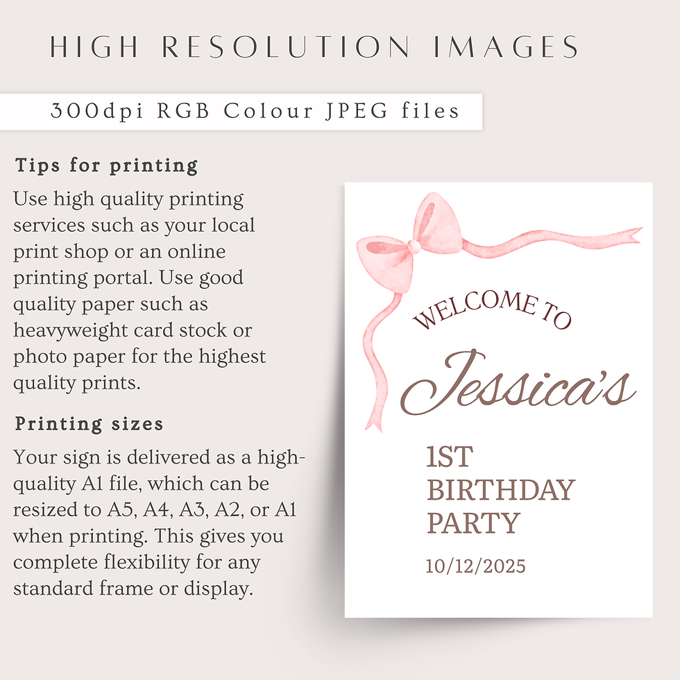 Thumbnail: Personalised Birthday Welcome Sign – Pretty Pink Bow Theme