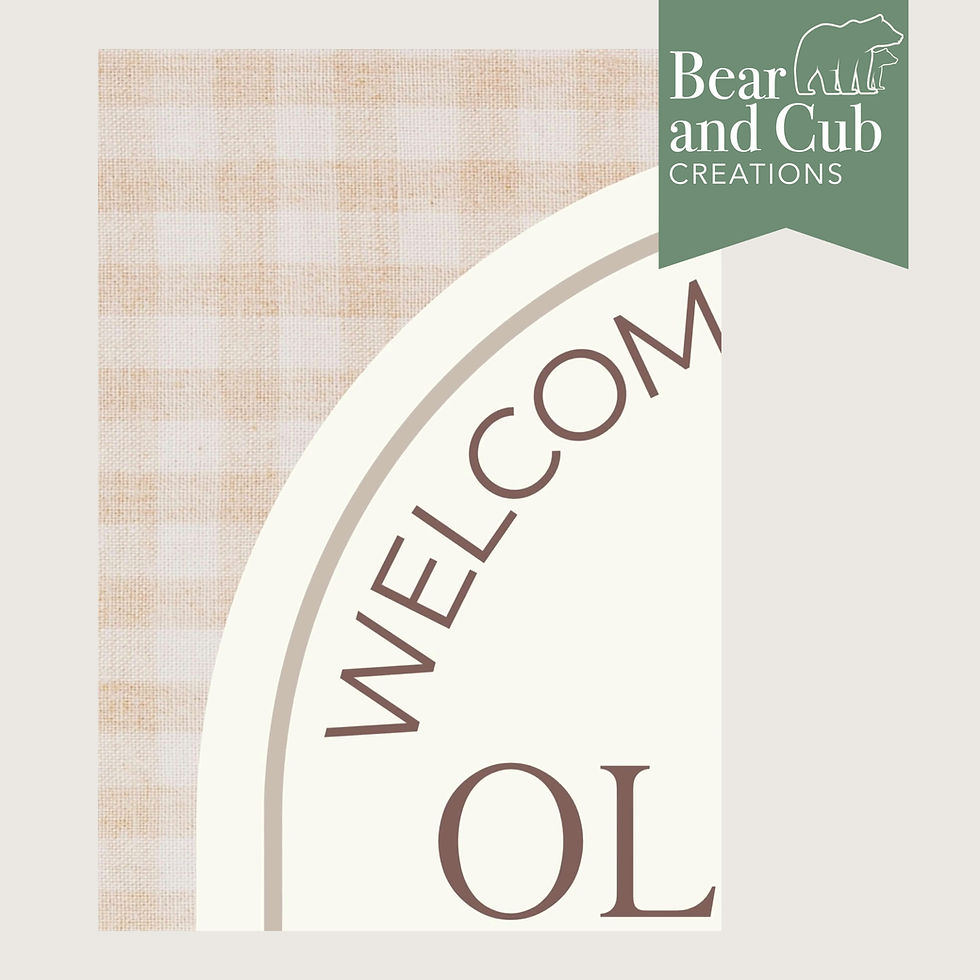 Thumbnail: Personalised Birthday Welcome Sign – Teddy Bear Neutral Beige Aesthetic