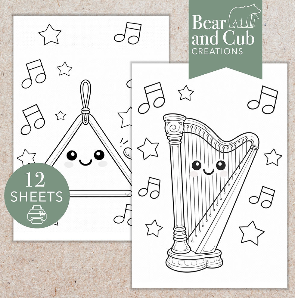 Thumbnail: Musical Instruments Colouring In Book | 12 Page Digital Download