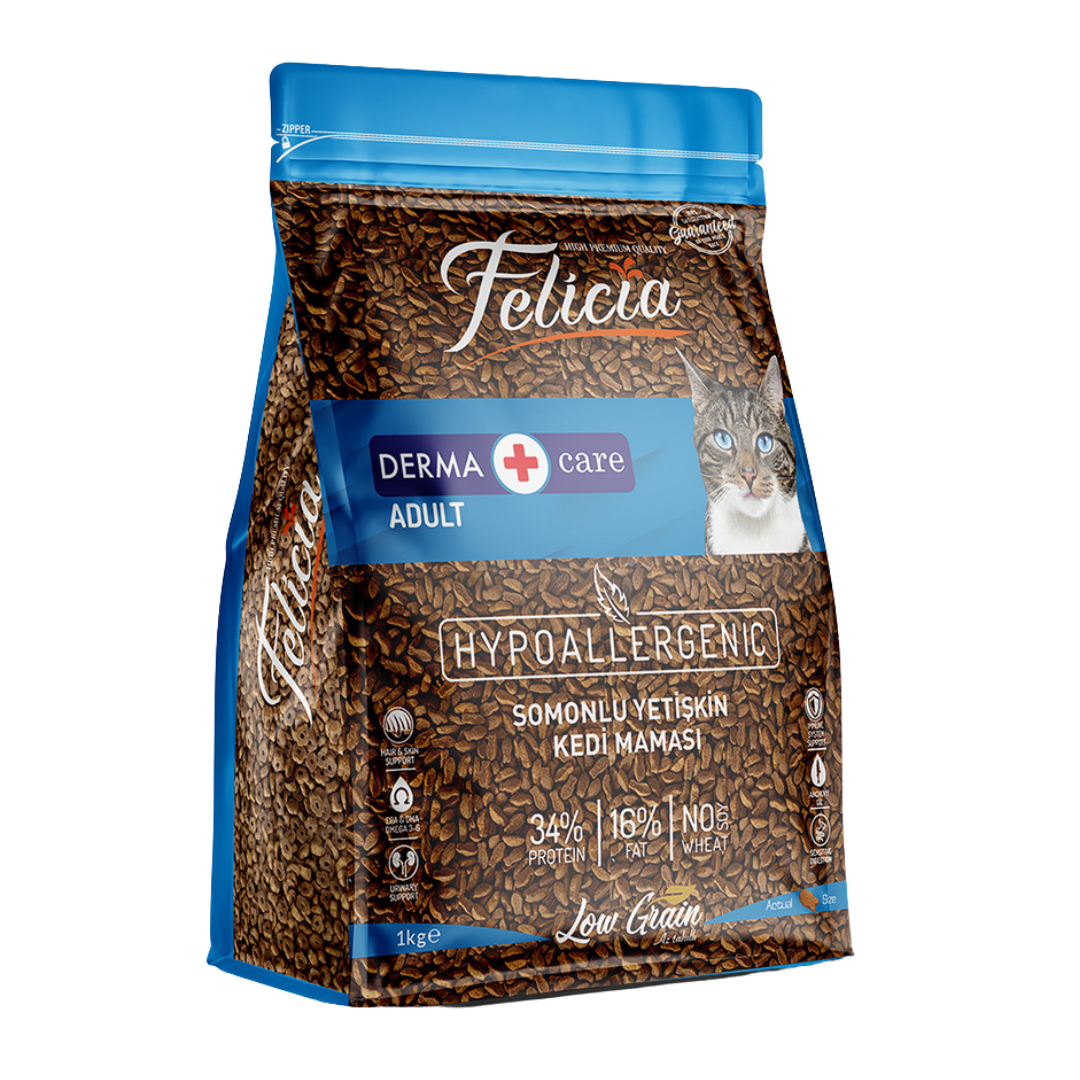 Felicia Az Tahıllı Yetişkin Somonlu  Kedi Maması 1 kg