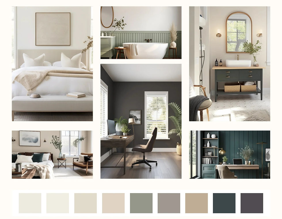 Peake Design and build: or a grounded and versatile palette, earthy neutrals such as warm beiges, soft greys, and natural taupes create a cozy and inviting atmosphere.