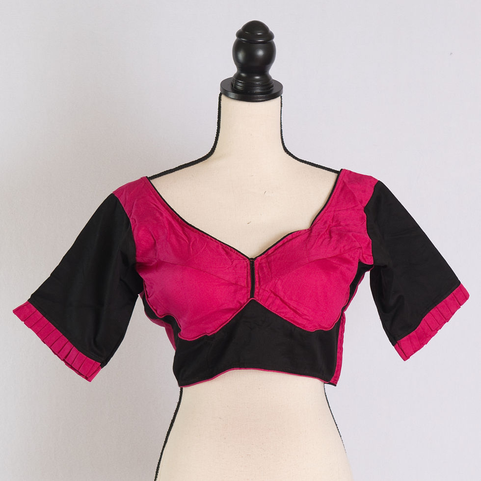 Black and Pink Sabyasachi Style Loose Sleeves with Frill Saree Blouse in Size 36