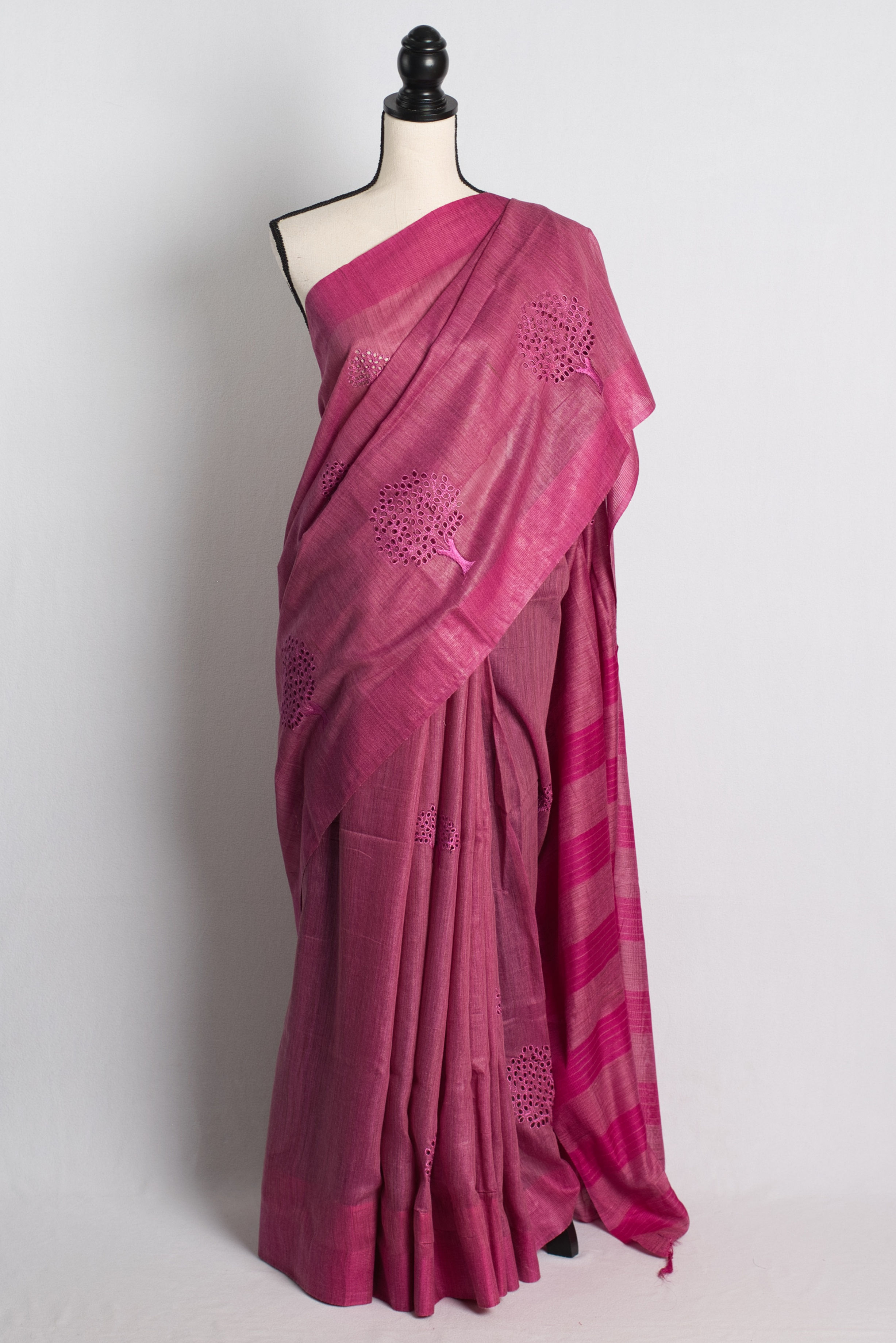 Cut Work Semi Tussar Embroidery Saree