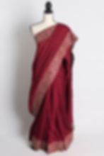 Semi Tussar Embroidery Designer Saree in Maroon