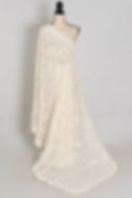 Full layout view of the ivory white georgette cocktail saree showing sequin-packed embroidery.