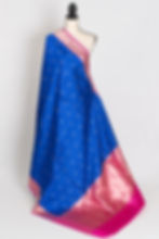 Ila : Certified Silk Banarasi Saree in Royal Blue and Dark Pink