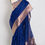 Thumbnail: Nilam : Silk Mark Certified Dark Blue Kora Organza Banarasi Saree