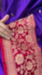 Video of Madhavi : Silk Mark Certified Purple and Red Traditional Silk Banarasi Saree