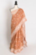 Girija : Brown and White Blended Soft Cotton Jamdani Bengali Saree