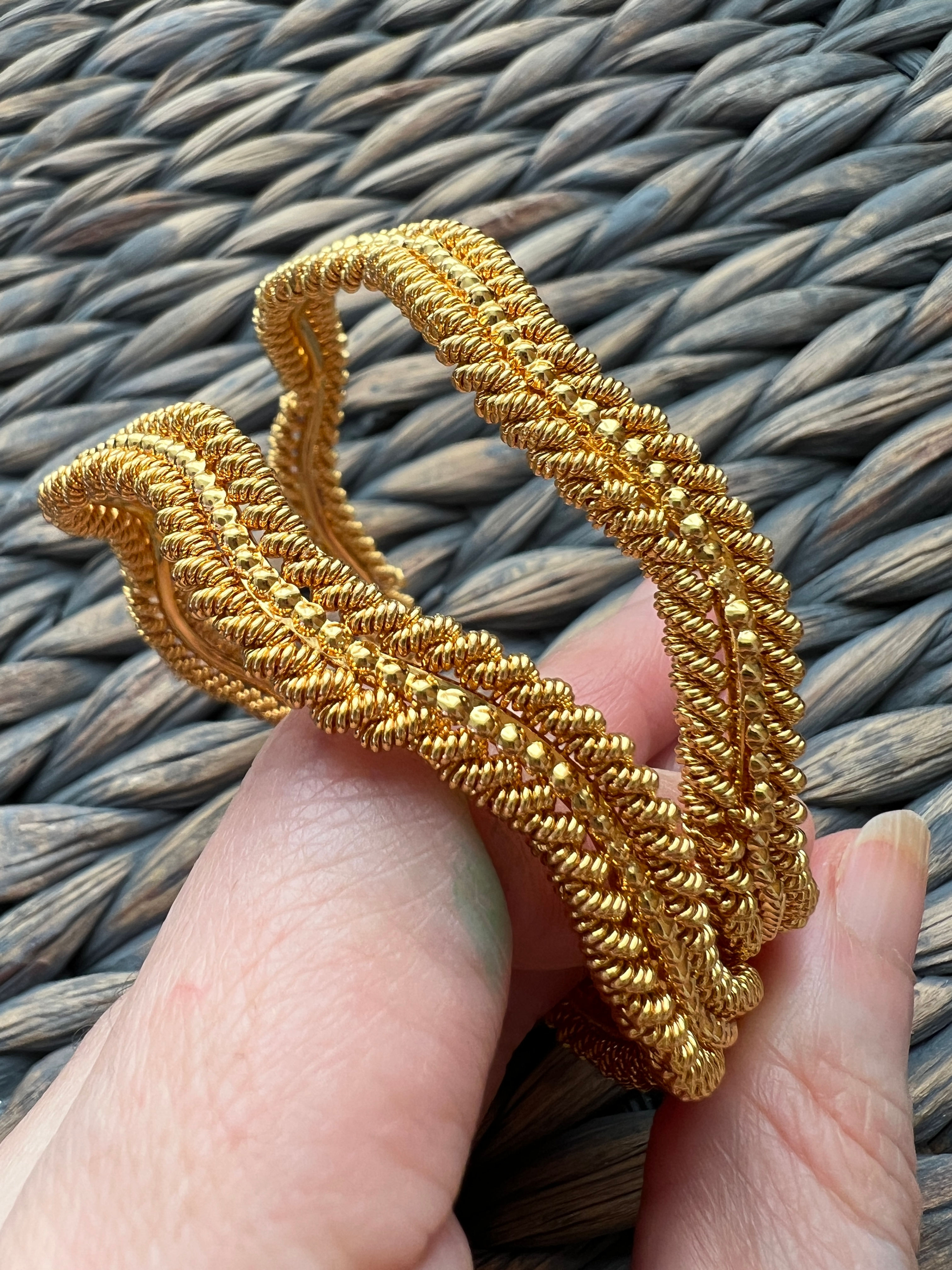 Traditional Bengali Gold Plated Set of 2 Bangles  in Size 2.6