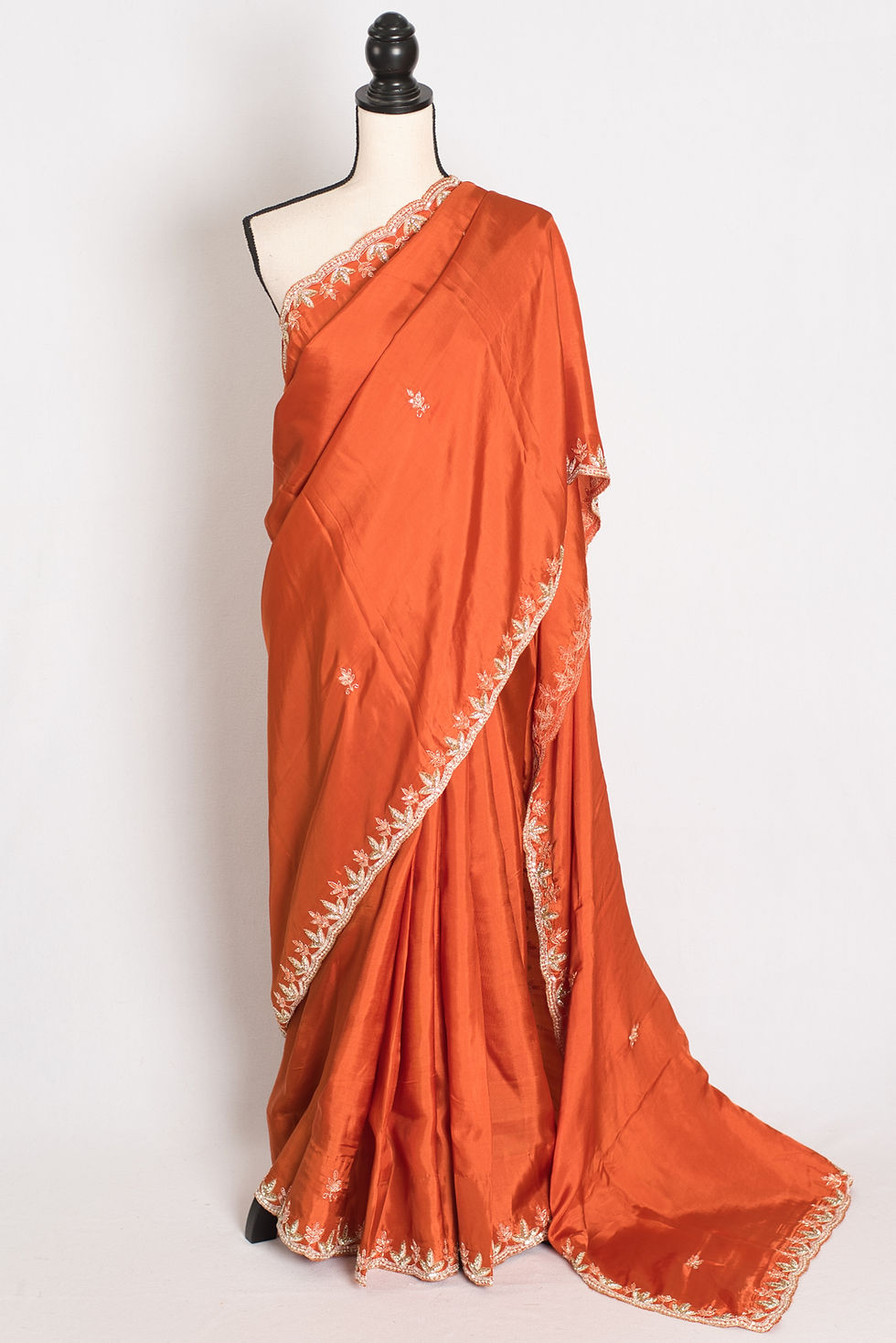 Sargam-Orange-Hand-Embroidery-Zardosi-Work-Crepe-Silk-Designer-Saree