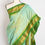 Thumbnail: Mitra dual-tone green handwoven Gadwal silk saree with contrast green zari border.