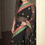 Thumbnail: Georgette Embroidery Saree in Black, Green and Red