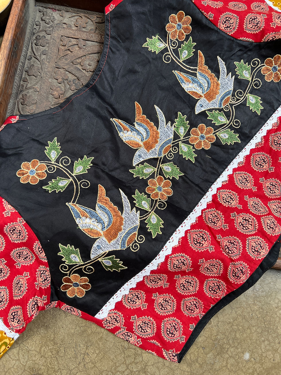 Thumbnail: Pure Cotton Ajrakh Blouse with Embroidery Blouse in Size 40