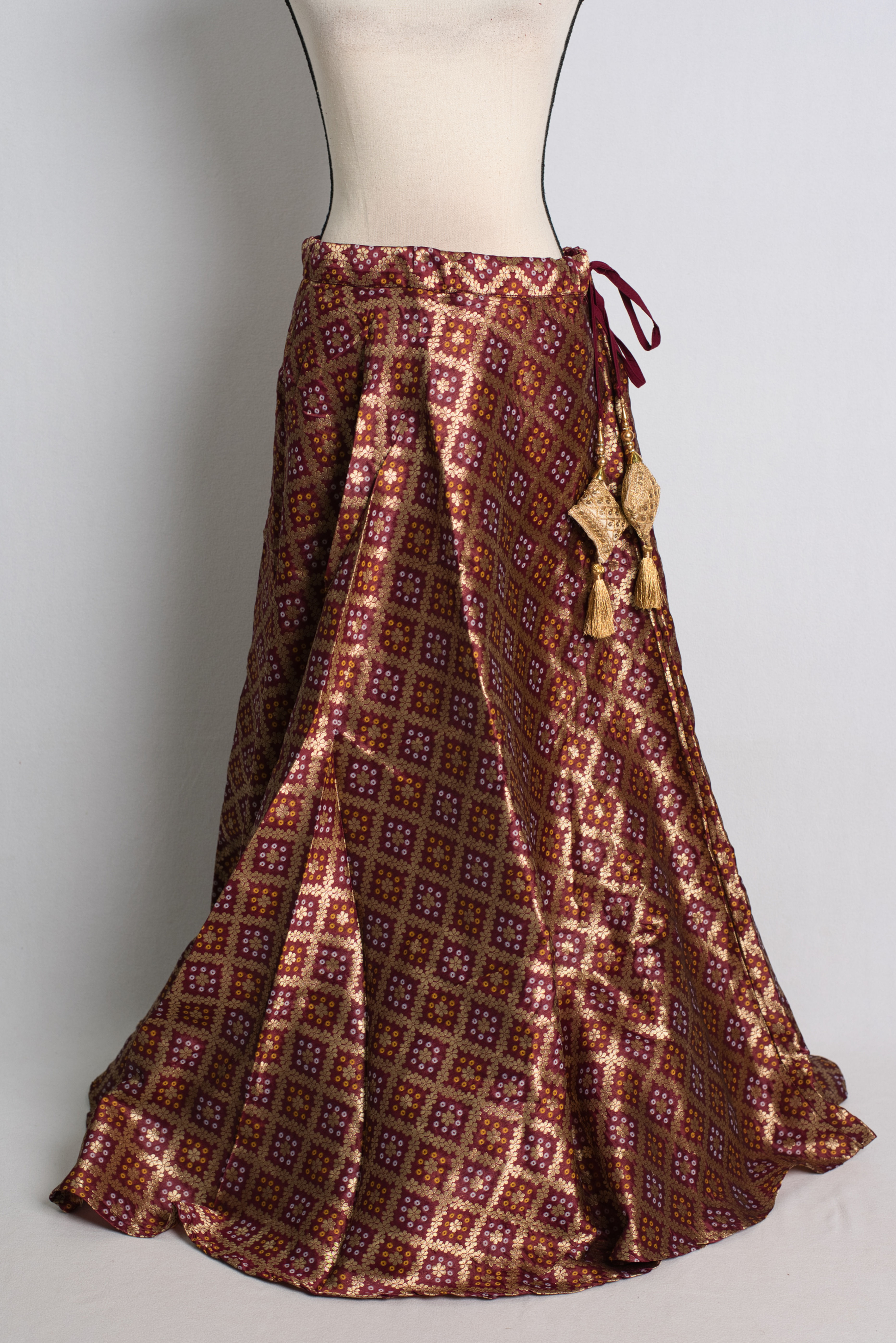 Brown and Gold Bandhani Banarasi Skirt