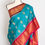 Thumbnail: Cerulean blue Ganga Jamuna Gadwal silk saree with brown and pink contrast borders.