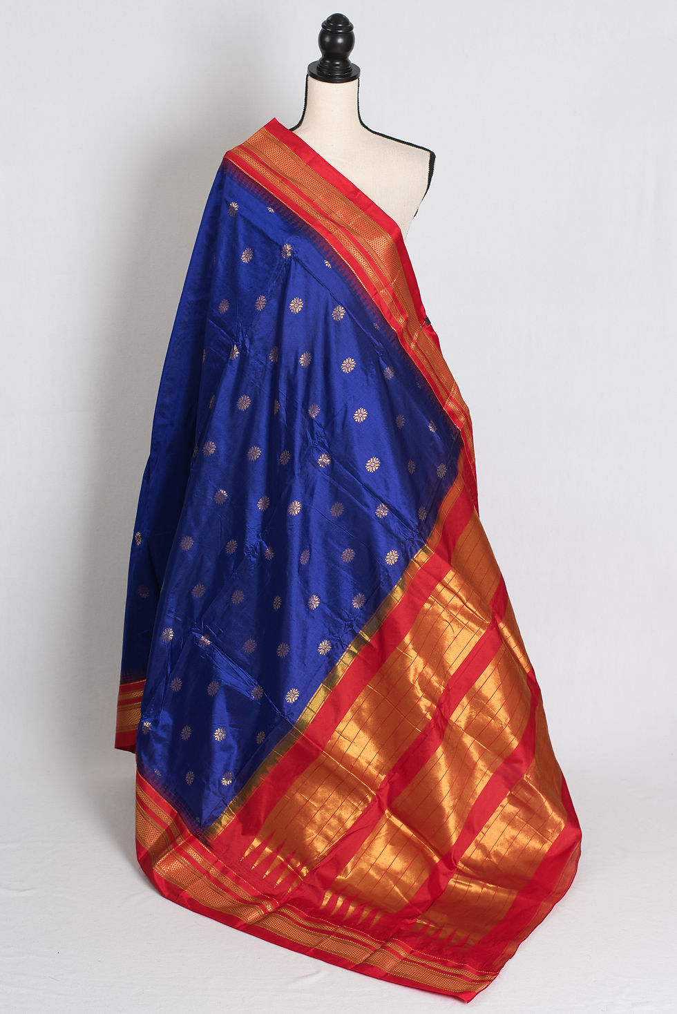 Shanti : Dark Blue and Red Ilkal Silk Saree - A Heritage Weave from Karnataka