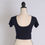 Thumbnail: Lycra Stretchable Readymade Saree Blouse with Lace Short Sleeves in Dark Blue