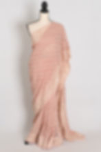 Embroidery Work Mauve Georgette Cocktail Saree Draped in a Mannequin.