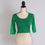 Thumbnail: Lycra Stretchable Readymade Saree Blouse with Lace Sleeves in Emerald Green