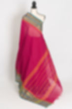 Kaviya: Dark Pink Kanchi Cotton Saree - Handwoven South Indian Elegance