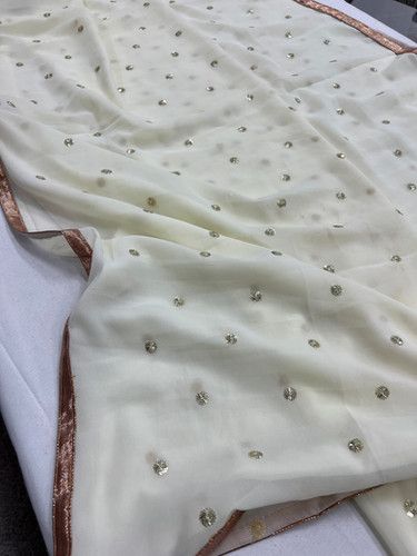Light Gold/Beige Plain Chiffon Dupatta main image 1