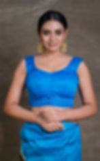 Thumbnail: Blue Sleeveless Designer Saree Blouse in Size 32