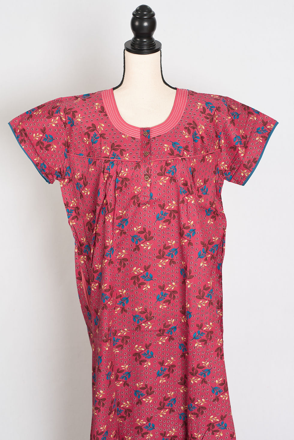 Pink Color Women Indian Cotton Nighty in Regular Size