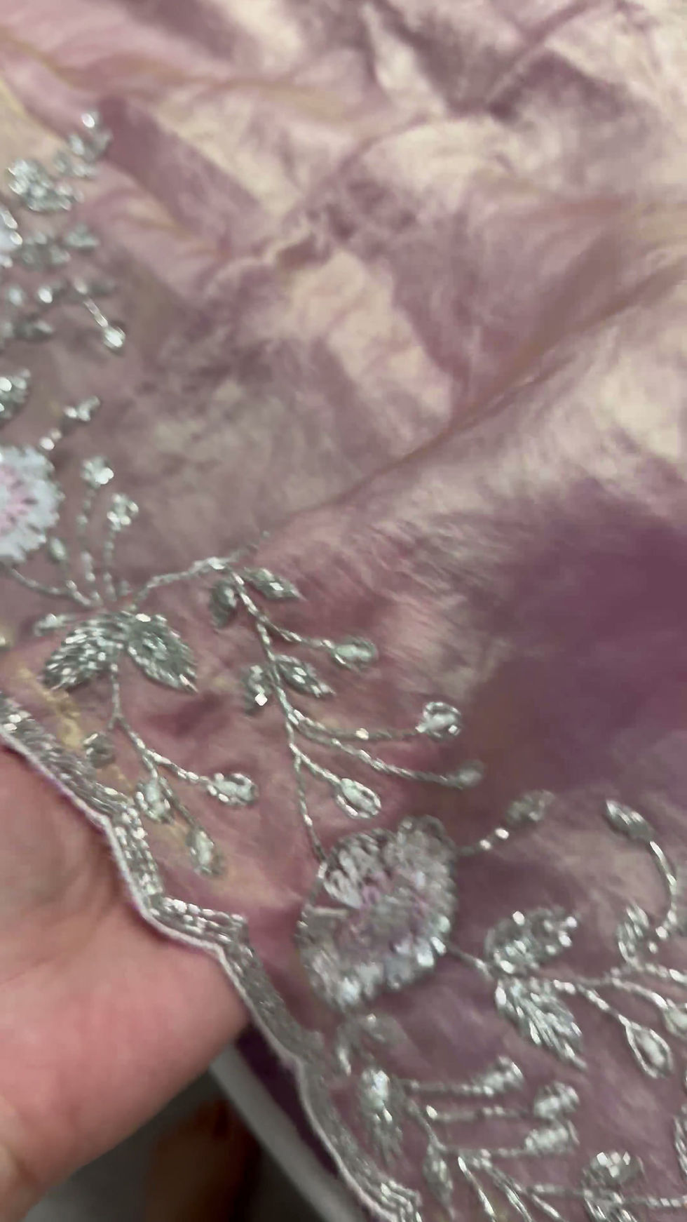 Video of Mahi : Hand Embroidery Soft Tissue Designer Saree in Frosted Pink