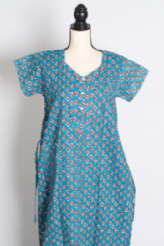 Printed Turquoise Blue Pure Cotton Nightwear in Regular Size