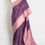 Thumbnail: Purple and Mauve Semi Crepe Georgette Designer Banarasi Saree with Gold Zari Accents.