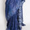 Thumbnail: Blue Bengal Tussar silk saree with white and gold Jamdani weaving (Mita).