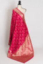 Saanj : Semi Satin Silk Traditional Jaal Banarasi Saree in Rani Pink