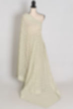 Full layout view of the sage green georgette partywear saree, showcasing the uniform rows of same-color embroidery.