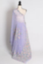 Stardust in Mauve : Hand Embroidered Lucknow Chikankari Chiffon Saree