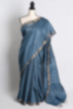 Semi Tussar Embroidery Saree in Blue