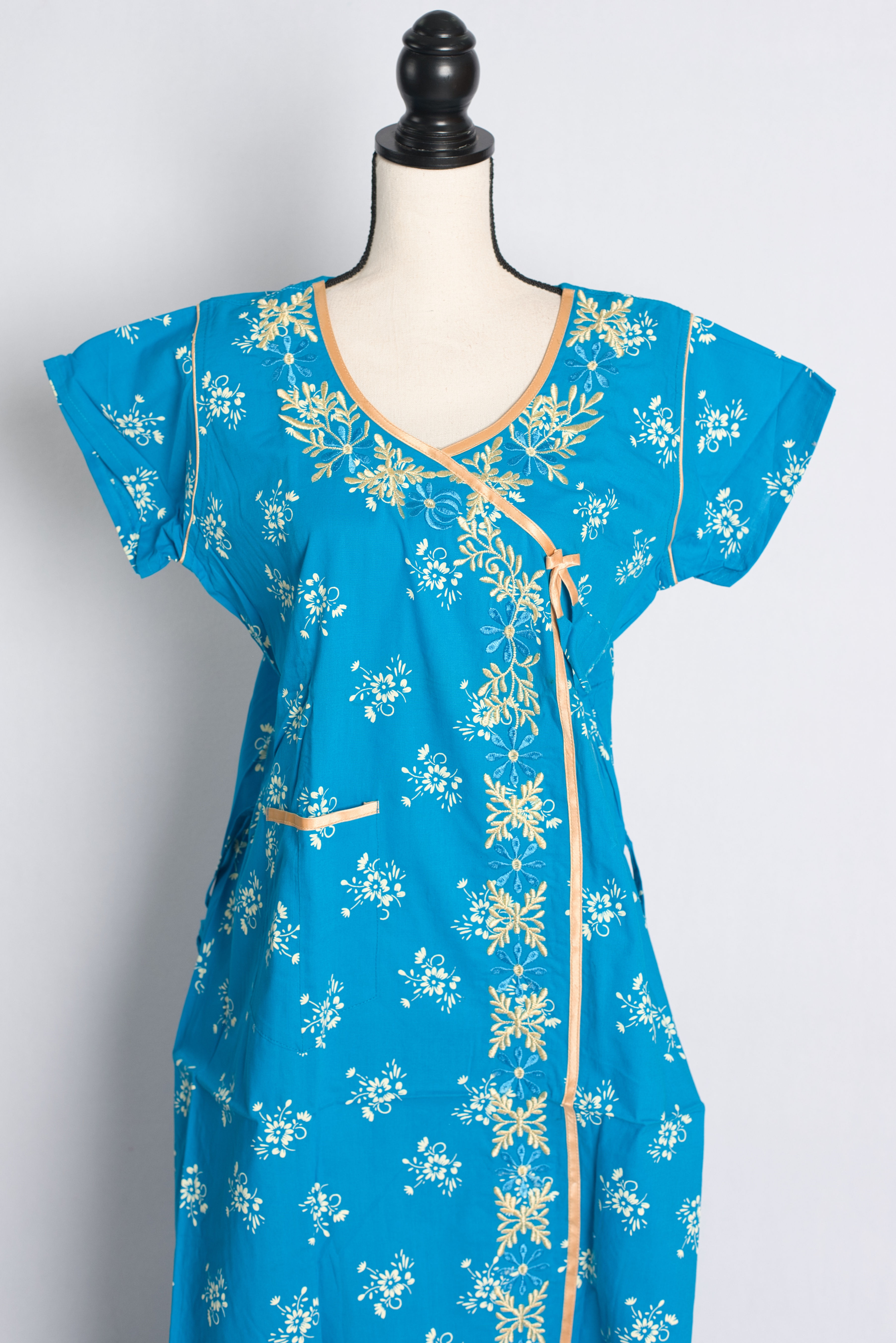 Pure Cotton Indian Nighty in Size 4 XL in Angrakha Style